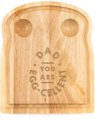 Dad You are Egg-Cellent' Breakfast Board - Unique Fathers Day - Funny Engraved Pun Design - Christmas Gifts for Dad - Engraved Serving Board with 2 Egg Cup Grooves