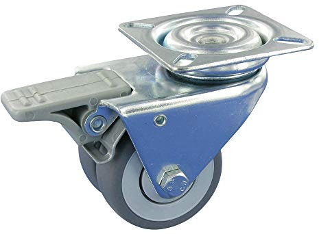 Rollentechnik Strandkorbrolle Apparaterollen Lenkrolle mit Feststeller Ø50mm TPE Gummi Anschraubplatte