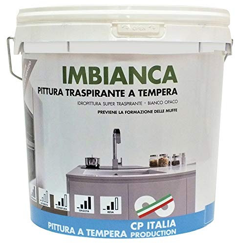 Salone Negozio Online Tempera IMBIANCA da LT. 5 Vernice Traspirante Bianco Opaco Bagno Cucina