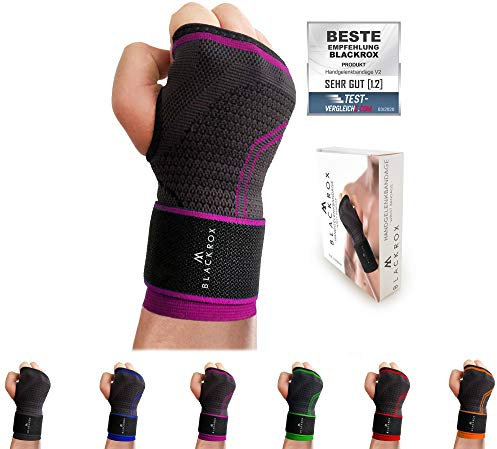 BLACKROX Handgelenkbandage [Links & Rechts] Vergleichssieger 2024 | Damen & Herren | Starke Handgelenkstütze | Unterstützt bei einer Sehnenscheidenentzündung | Handgelenkschoner | Pink