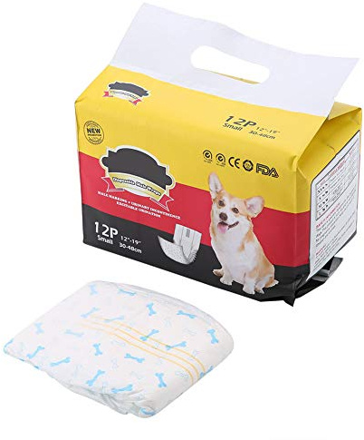 Jeanoko Cuidado de Mascotas Pa?ales Desechables para Perros Masculinos Transpirables para Perros Cachorros Envolturas para el Vientre Pa?al Pa?al Pantalones Fisiológicos Sanitarios Súper Absorbente(S)
