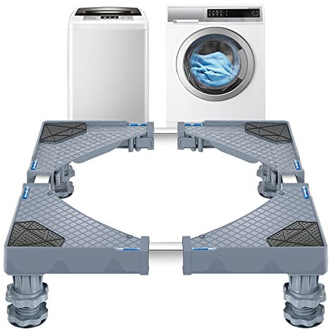 [en.casa] Waschmaschinen-Untergestell Marklohe Waschmaschinen Sockel mit 4 Füßen Podest max. 300 kg Edelstahl Grau