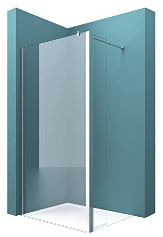 Mai & Mai Box Doccia Walk-In 90x200cm con Vetro Laterale 30cm, Parete Doccia in Vetro 8mm Braccio di Sostegno MMBR3 70-120cm Vetro di Sicurezza ESG con Rivestimento Nano