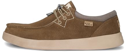 Kickback Haven Men’s Suede Loafers – Lightweight Comfortable Slip‑On Casual Shoes with Elastic Laces, Cushioned Support Sole and Leather Lined Insole – Smart Everyday Footwear - Khaki Suede, UK 10