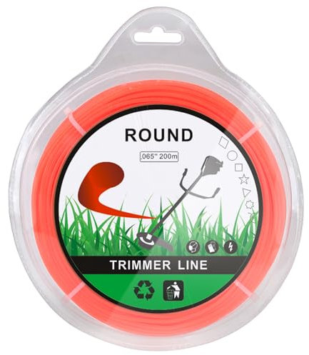 Savior Filo per decespugliatore Filo in Nylon da 1,6 mm x 200 m Bobine per decespugliatore Filo per decespugliatore per decespugliatore (1,6 mm x 200 m, Rotondo, Arancione)