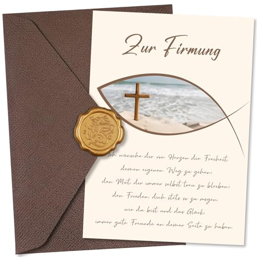 Luckeey Cadeaux de confirmation avec enveloppes, carte de confirmation avec croix, poisson, mer, horizon, carte de vœux, carte de vœux pour confirmation, cadeaux pour filles et garçons