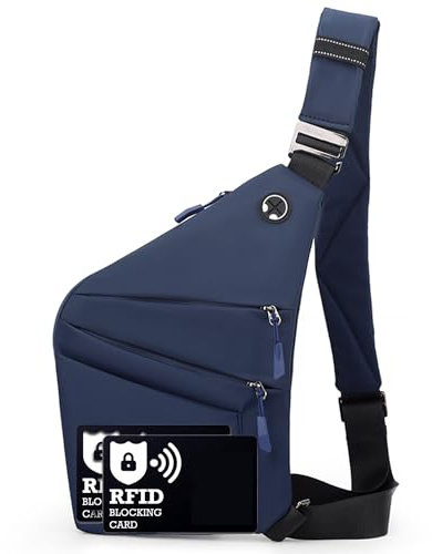 ibalulu Sac anti-vol multifonction, Sac bandoulière anti-vol avec compartiments multiples étanche sécurisé pour voyage (Droit-Bleu)