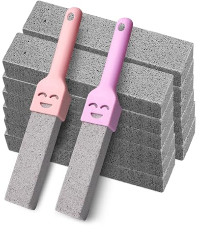 12 Stück Bimsstein Toilette, Bimsstein Toilettenreiniger mit 2 Griffe, Austauschbar Pumie Stick Reinigungsstein Toilette für Toilet, Bad, Waschbecken, Urinsteinentferner