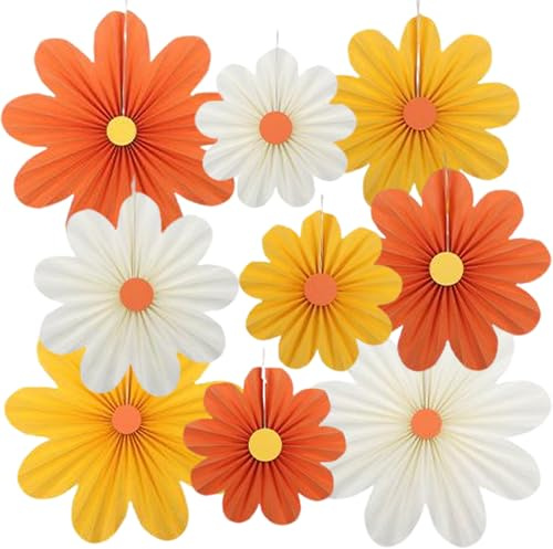 YUZHEDM 9 Pezzi Decorazione Ventagli Carta Fiori con Spago e Graffetta, Decorazioni Festa, Addobbi Matrimonio Adatto per Feste di Compleanno Matrimoni Baby Shower Festività Anniversari (9B)