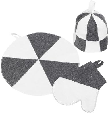 Dualoai 3 Teiliges Sauna Zubehör Set, für Männer Und Frauen, Matte, Hut für Dusche, Winterbad, SPA, Bank, Badehaus, Badezimmer