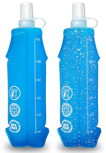 Générique 2 Pièces Gourde Souple Pliable 500 ml,Flasque de Sport pour Course à Pied,Randonnée