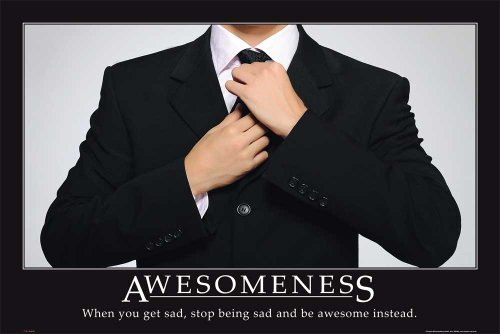empireposter Motivational - Awesomeness Suit Flugzeug Poster - Grösse 91,5x61 cm + 2 St Posterleisten Kunststoff 93 cm schwarz