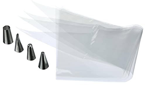 SECRET DE GOURMET Set di 20 sac à Poche USA e Getta con 4 ugelli in Metallo