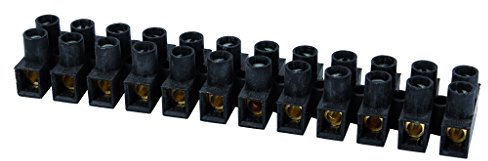 Regleta de conexión | 12 bornes para cable de 6 mm | Color Negro