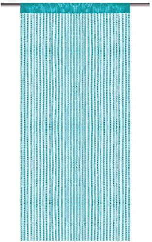 Arsvita Fadenvorhang Metallik-Optik mit Stangendurchzug, Türvorhang 140x250cm (Türkis)