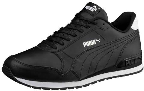 Puma unisex - vuxen ST Runner Leather Adult Sneakers, V2 BLACK- WHITE, 40 EU