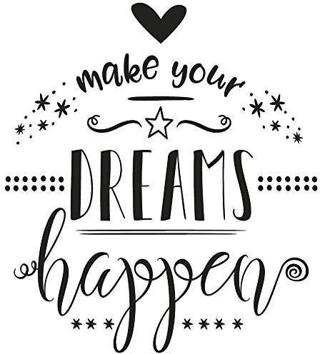 Rayher Hobby 29105000 Holzstempel Make Your Dreams Happen, 8 x 9 cm, Text mit Aussagekraft, zum Gestalten von Karten u.v.m., Butterer Schrift-Stempel