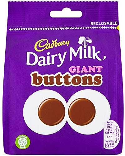 Cadbury Sac de chocolat boutons au lait laitier, 95 g