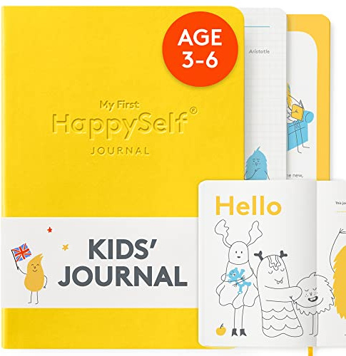 HappySelf My First Journal guidade prickade dagliga dagbok skrift anteckningsbok för livet positiva uppmuntringar vanor lycka resor tacksamhet utveckla personlig tillväxt tankesätt känslor gåvor för