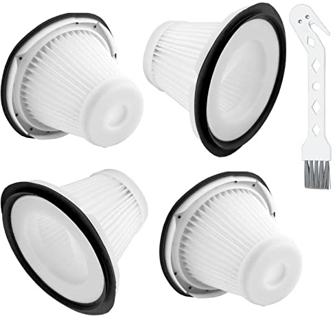 Replacement for BLACK & DECKER Hand Vacuum Filter compatible with VF200SP BDH2000SL/BDH1800S Vacs, Replace Part # 90543043-01, 4 * Black Decker vacuum filters, 1 Cleaning Brush