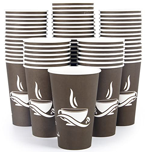 LITOPAK 210 Pack 16 oz Paper Cups, Brown Disposable Hot Coffee Cups for Party, Picnic, Travel, and Events