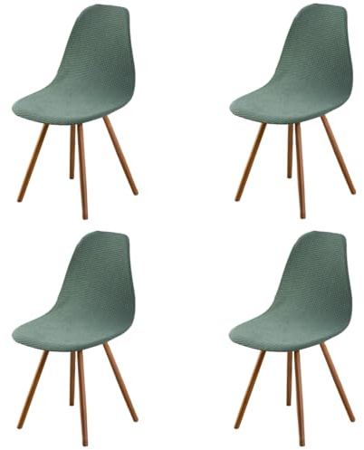 Highdi Housse de Chaise Scandinaves Lot de 2, Extensible Housse de Chaise de Salle à Manger, Polaire Vert Universelle Couverture de Chaise sans Accoudoirs pour Décoration de Salon Cuisine Maison