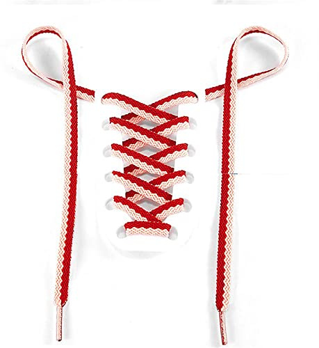 GIVBRO Lacets Plats Rouge et Rose, 8 mm x 140 cm, 1 Paire | Ruban tissé bicolore pour baskets, bottes et chaussures habillées ou décontractées; extrémités fixées pour l’enfilage