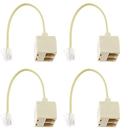 YINETTECH 4 Stück Zwei-Wege-Telefon-Splitter Stecker auf Buchse Konverterkabel RJ11 6P4C Telefonleitung Splitter Konverter Kabel für Festnetz