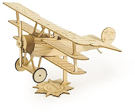 Torcster 215354 Mini Fokker DR 1 Holzbaukasten Standmodell Balsa Modellflugzeug Bausatz DIY, gelaserte Balsa Sperrholz Holz Bauteile Holzmodell Flugzeug