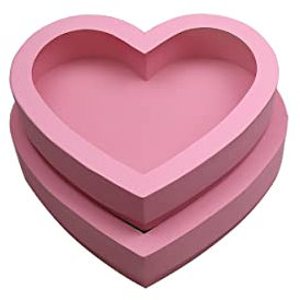 25,4 cm große Geschenkbox aus Pappkarton in Herzform mit transparentem Deckel, 2 Stück (L/M) (Rosa, Herzform)