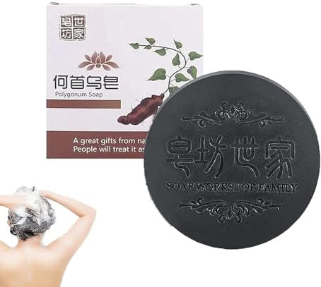 Polygonum Multiflorum Shampooing Savon Bar Naturel - Favorise la Croissance et Prévient la Chute des Cheveux Noirs et Épais (1 Pièce)