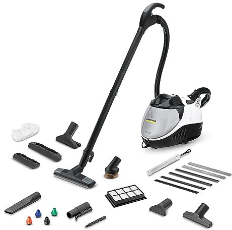 Kärcher Aspirateur Vapeur SV 7, Pression: 4 bar, Préchauffage: 5min, Débits Réglables, Plusieurs Filtres, 2 Réservoirs, avec Kit de Nettoyage, Suceur pour Rembourrages et Fentes, Pinceau pour Meubles