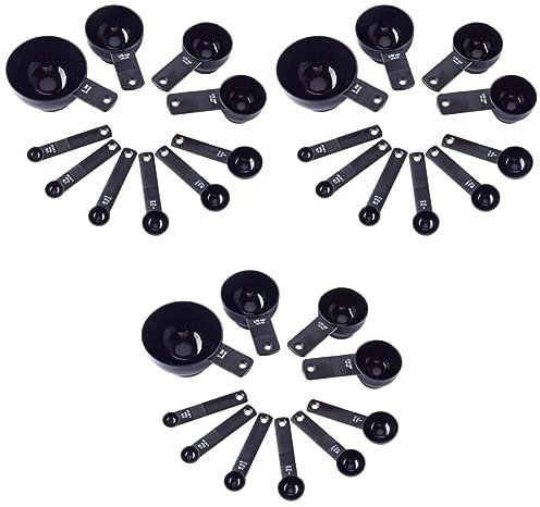 BESTonZON 3sets Measuring Cups Spoons Baking Tools Kitchen Supplies Scale Handle Detachable Ring for Cleaning