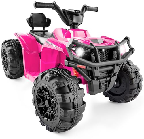 Best Choice Products 12V Kids Ride-On Electric ATV, 4-Wheeler Quad Car Toy w/Bluetooth Audio, 2.4mph Max Speed, Treaded Tires, LED Headlights, Radio - Hot Pink