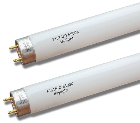 Flyercatch 18inch F15T8-D Daylight 15W Fluorescent Bulb,18'' F15T8/DL 6500K Bright White Lighting, T8 Linear Preheat Lamps, Full Spectrum for Aquarium Fish Tank, Plant Lighting