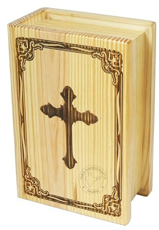 Hind Handicrafts Urnes funéraires en bois avec croix pour cendres humaines pour adulte - Urnes funéraires pour Columbarium - Urne funéraire - 68 kg (croix)