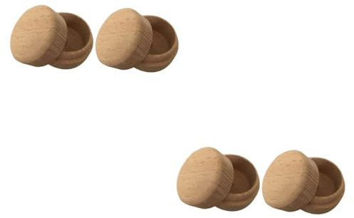 SAFIGLE 4pcs Wooden Jewelry Organizer Wedding Ring Box Mini Storage Box for Earrings Rings