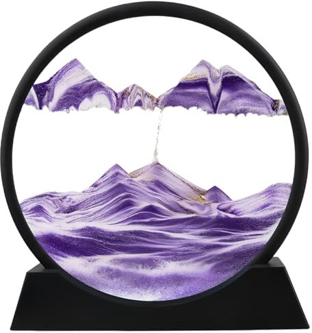 JYK Sablier 3D paysage de sable profond ; art de sable mouvant 3D en mouvement liquide décor paysage de sable mouvant peinture de flux cool bureau gadgets de bureau trucs table enfant adulte décoratif