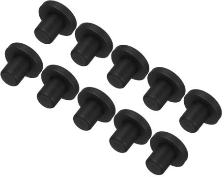 QUARKZMAN Lot de 10 Bouchon en Silicone Diamètre de Montage 8mm Noirs | Haute Température, Bouchon en Caoutchouc Solide en Forme de T, Bouchons de Trou pour Revêtement de Placage, OD 15mm).