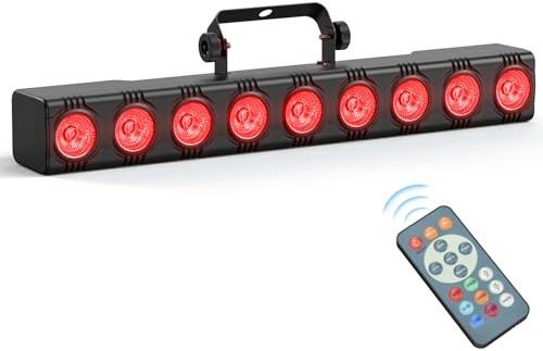 Fieryzeal LED Bar Wallwasher 9 x 6W LED RGBW Strahler Discolicht Partylicht Bühnenlicht Lichteffekte dmx Controller Musikgesteuert Strobe Beleuchtung mit Fernbedienung für DJ Party Outdoor, 1 Stück