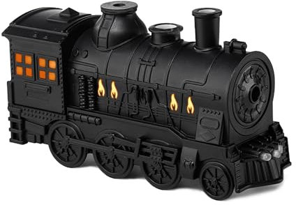 Train Humidifier Aroma Diffuser Train Diffusers for Essential Oils Cool Mist Kids Humidifiers for Bedroom Office Desktop with 2 Light 2 Mist Mode Auto Shut-Off Air Humidifier Cute（Black