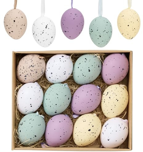 Valery Madelyn 12pcs Easter Egg Decoration Tree Ornaments Set, 4CM Shatterproof Hanging Easter Eggs for Tree, Basket Stuffers Egg Bulk for Spring Window Party Decor (Purple)