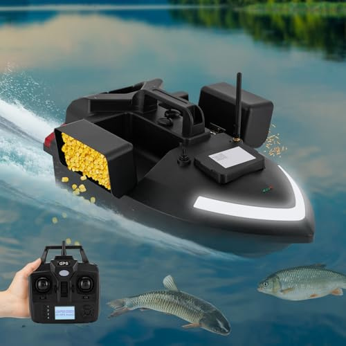 LOYEMAADE 2,4 GHz foderbåt fjärrkontroll betesbåt 500 M GPS LED natt RC foderbåt med 12 000 mAh litiumbatteri