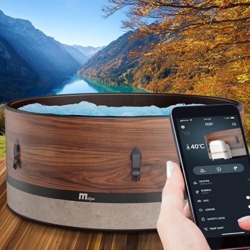 BRAST Whirlpool aufblasbar MSpa | 4-8 Personen | viele Modelle rund und eckig | Ø 125-224cm | In- Outdoor Pool | bis zu 144 Massagedüsen | inkl. Aufblasfunktion Abdeckung Timer Heizung | Duet