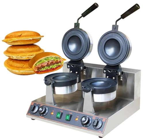 Máquina Comercial para Hacer Gofres Y Hamburguesas, Máquina Eléctrica para Hacer Helados Y Hamburguesas, Antiadherente, Control Temperatura De 50-300℃, Calentamiento por Ambos Lados,B