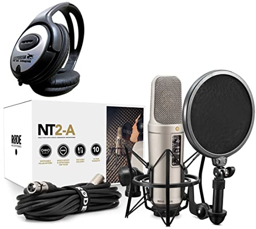 Rode NT2-A Studio Microphone Large Diaphragm Condenser Microphone + Keepdrum Stereo Headphones