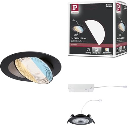 Paulmann 92257 EBL Set Aumus schwenkbar 3-Stepdim LED 1x750lm 2700-6500K 5W 230V Schwarz matt