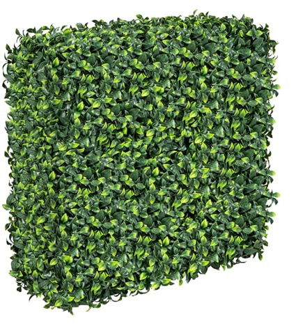 COSTWAY Muro di Piante Artificiale con Foglie Realisiche in PE, Pannello di Erba Finta con Tubo in Alluminio, Pannelli di Bosso Artificiale per Interni ed Esterni, 92 x 38 x 86 cm