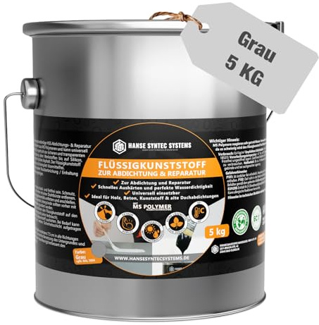 HSS Flüssigkunststoff 5Kg Grau Wasserabdichtung für Innen- & Außenbereich | 5 kg · Grau · MS-Technologie · Abdichtung & Reparatur · UV- & Witterungsbeständig · Für Innen & Außen · Ohne Lösemittel
