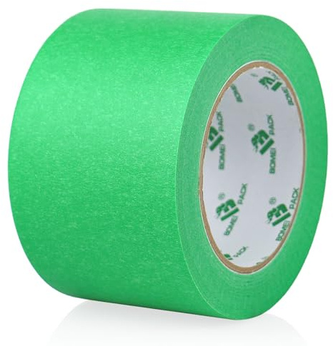 BOMEI PACK Grünes Kreppband 75 m x 50m - Malerband Für Abdeck- & Malerarbeiten - Universell einsetzbar Abklebeband/Malerkrepp